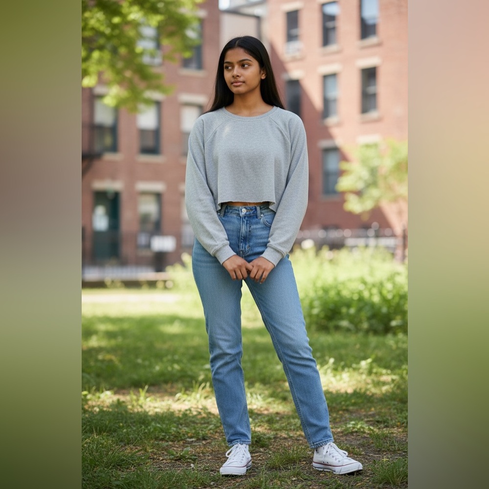 in LUV Gray Cropped Sweatshirt